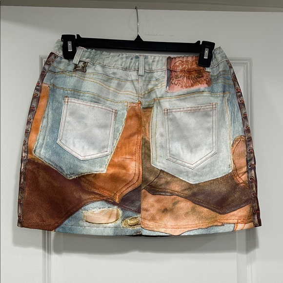 NWT Micas Denim Abstract Patchwork Skirt - Picture 3 of 4